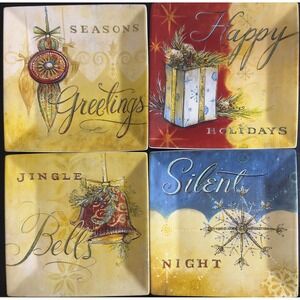Oneida Seasons Greetings Holiday Accent Plates Set of‎ 4 Christmas Decor